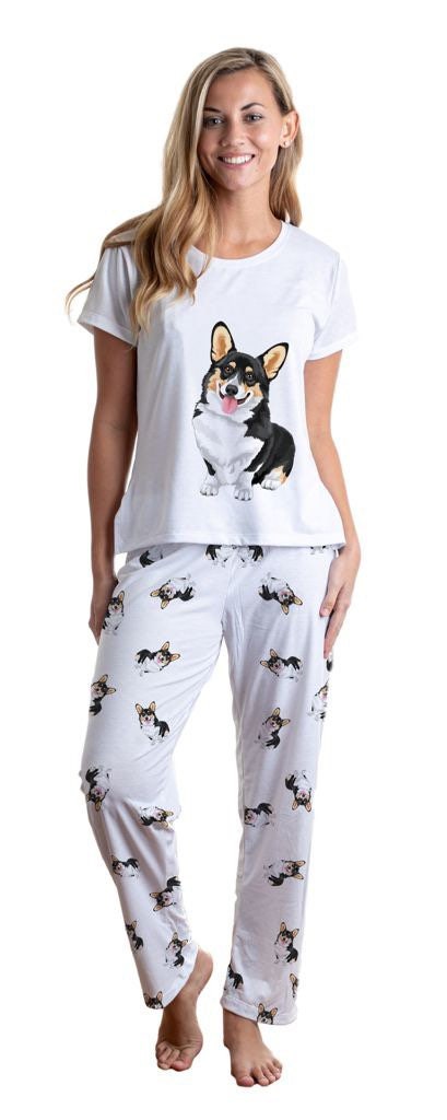 Tricolor Corgi 2 piece Pj set with long pants