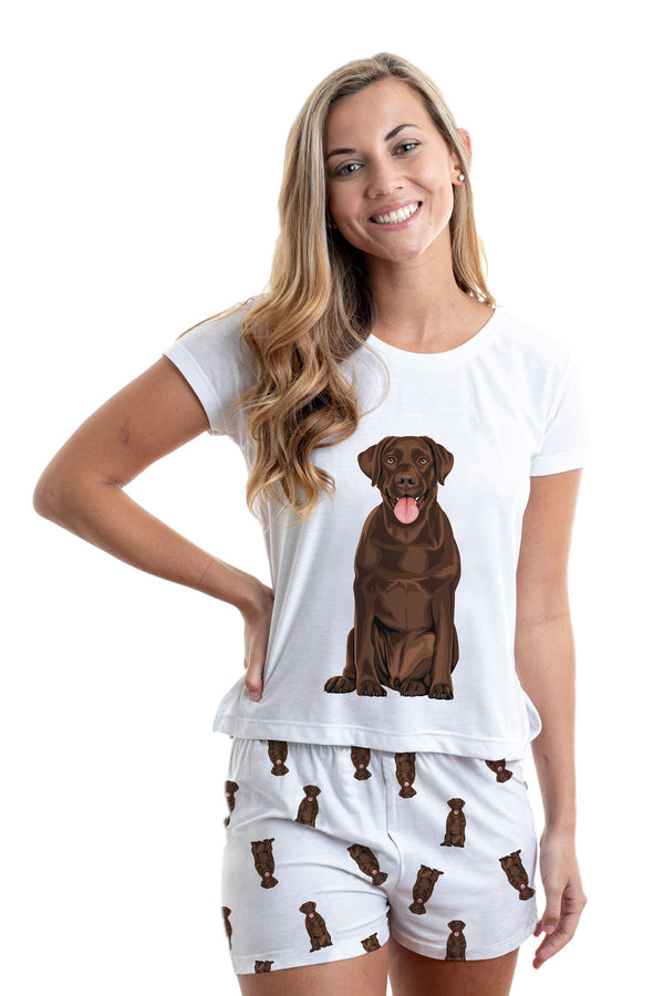 Chocolate labrador 2 piece Pj set with shorts