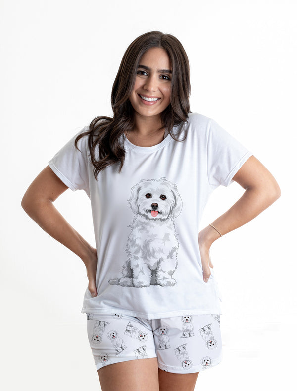 Maltese 2 piece Pj set with shorts