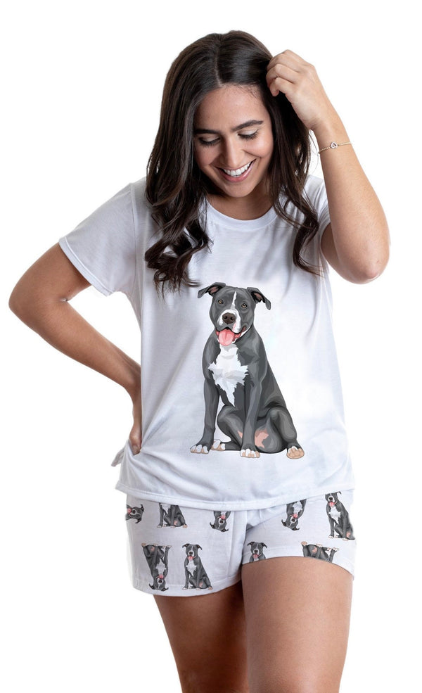 Grey pit bull 2 piece Pj set with shorts