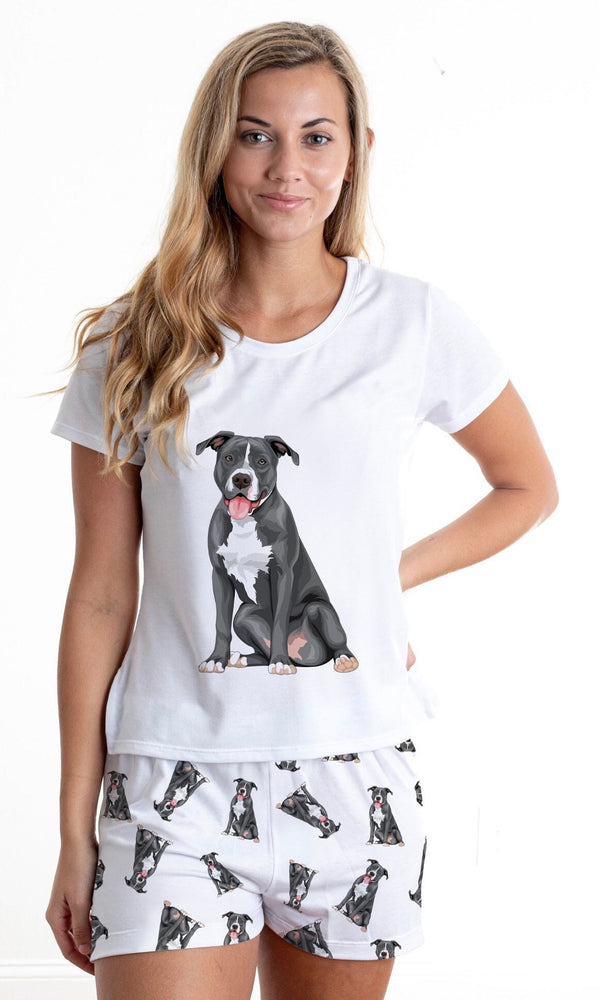 Grey pit bull 2 piece Pj set with shorts