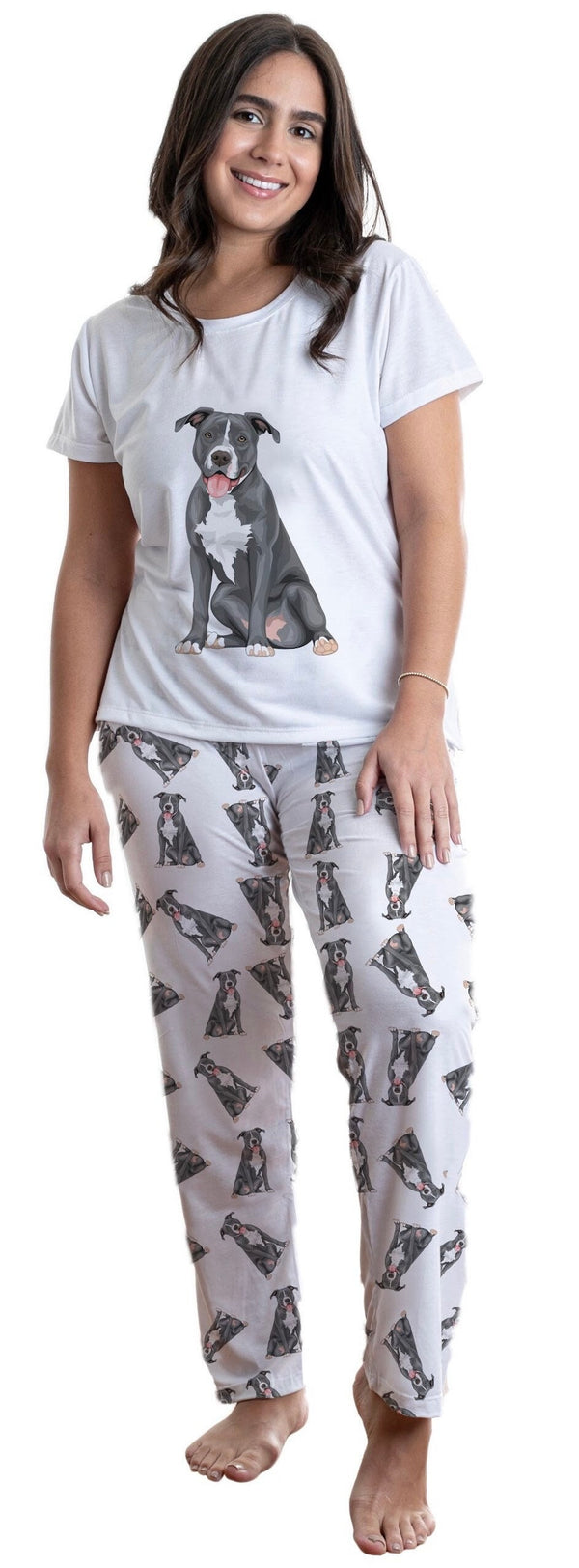 Grey pit bull 2 piece Pj set with long pants