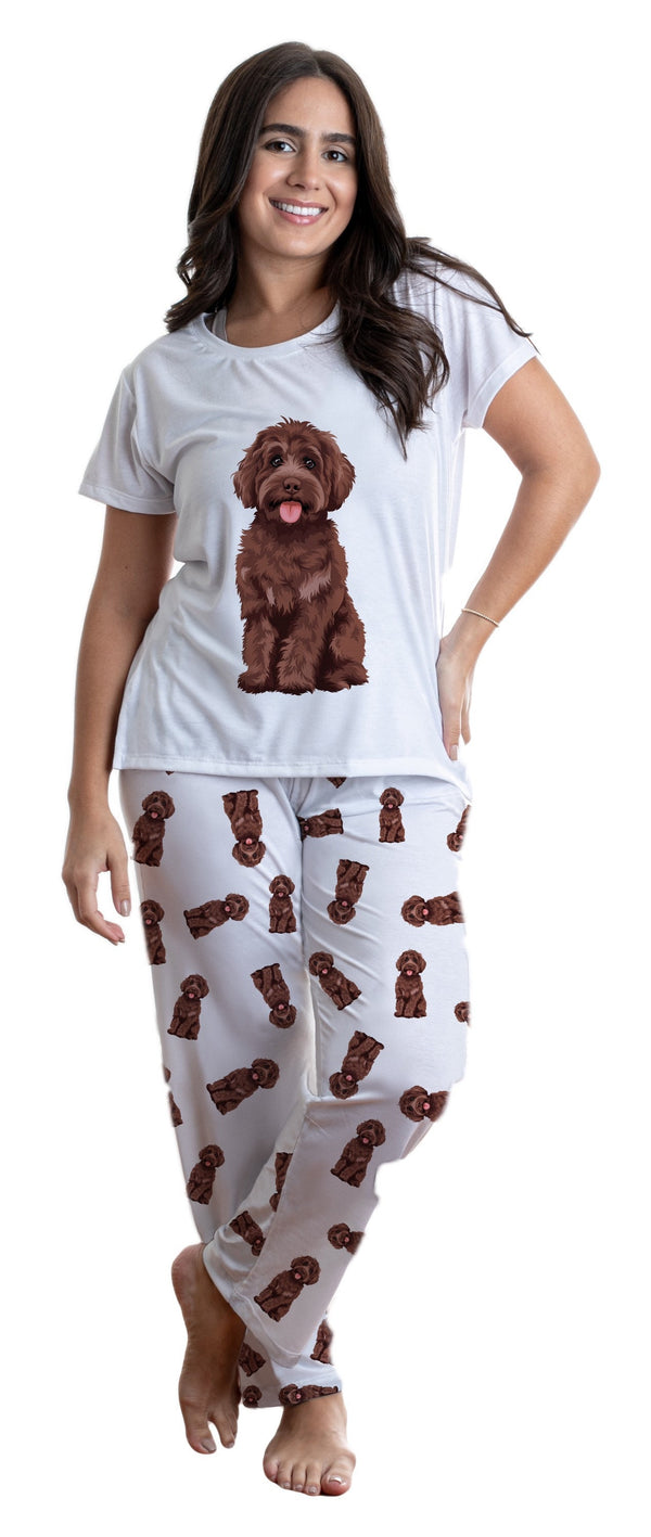 Chocolate / Brown doodle 2 piece Pj set with long pants