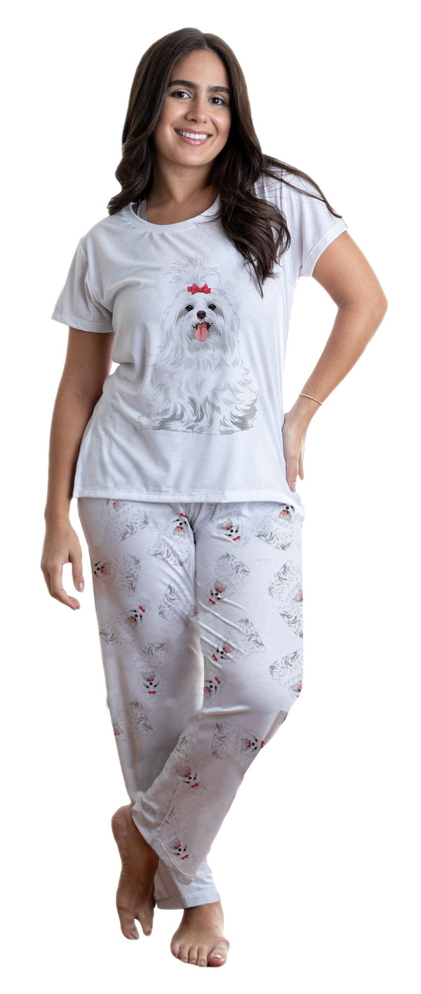 Maltese female 2 piece Pj set with long pants