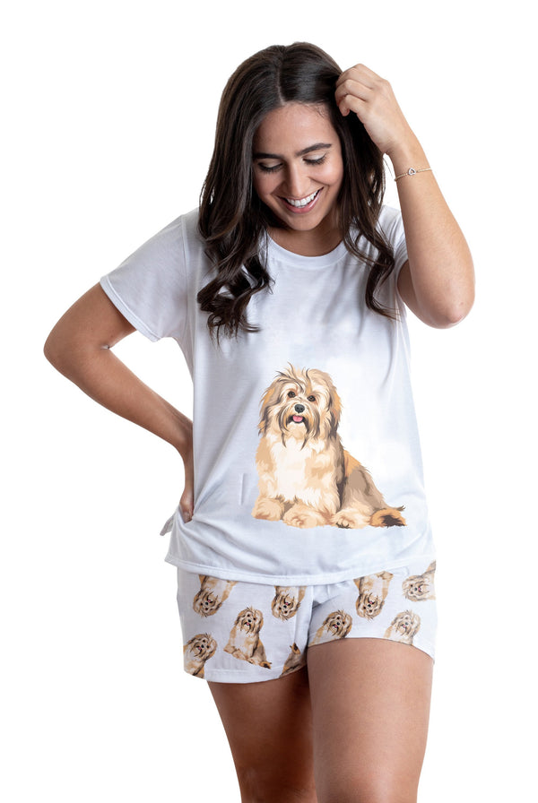 Havanese Bichon 2 piece Pj set with shorts