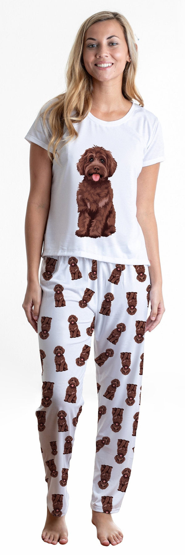 Chocolate / Brown doodle 2 piece Pj set with long pants