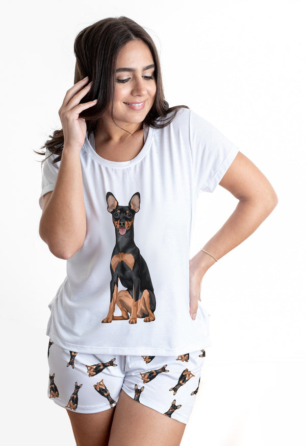 Miniature pinscher 2 piece Pj set with shorts